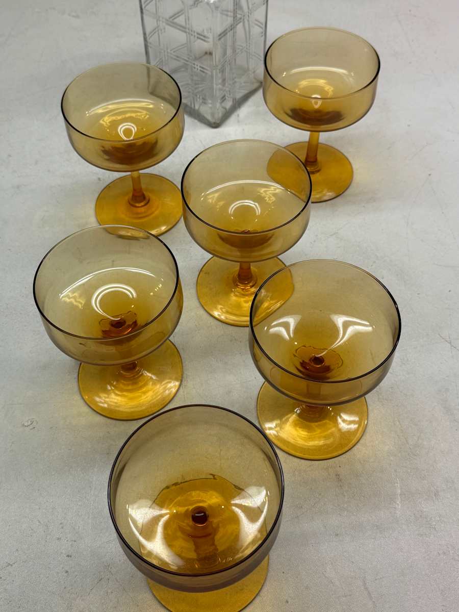 amber champaign glasses 