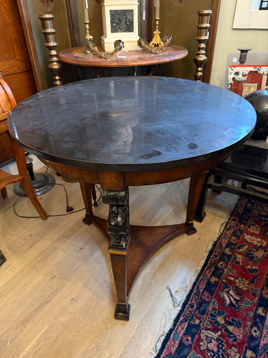 Black marble top low side table 