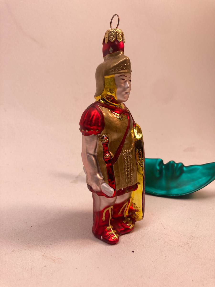 hand blown roman soldier ornament 