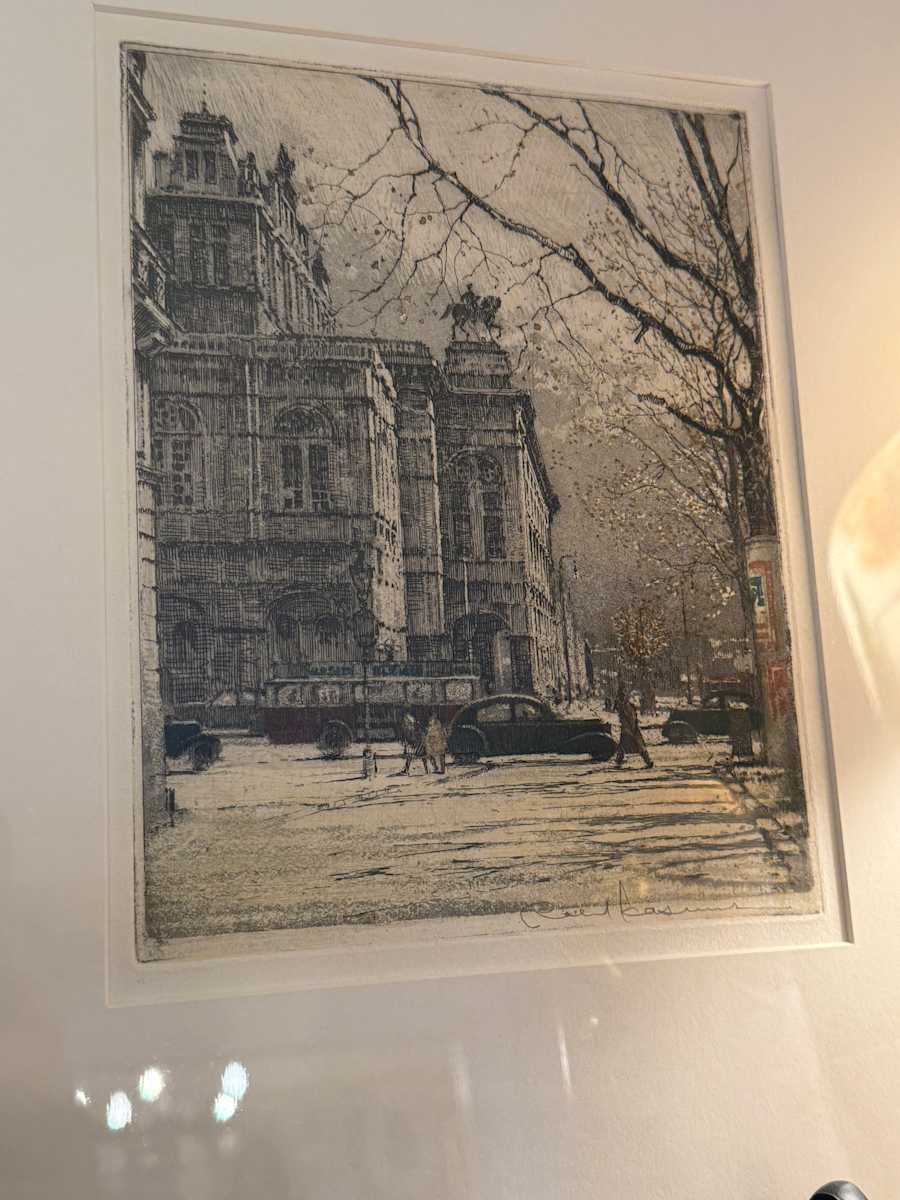 Framed original hand colored Etching by Robert Kasimir 