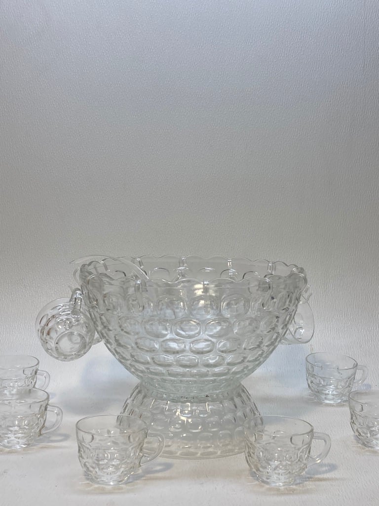 Federal glass Jubilee punch bowl and glasses set 