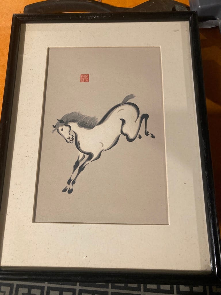 Japanese woodblock of horse 