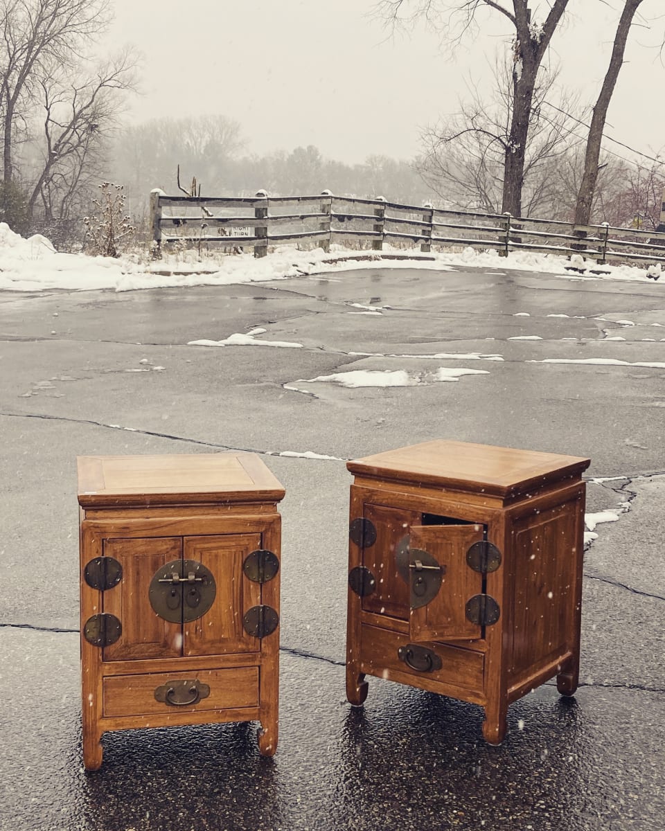 Pair of Asian nightstands 