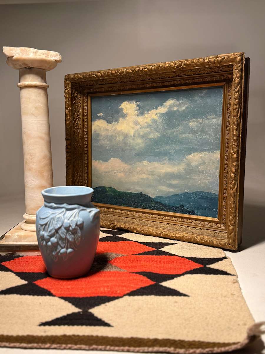 Carl G. T. Olson original painting on board landscape thru trees  #137 