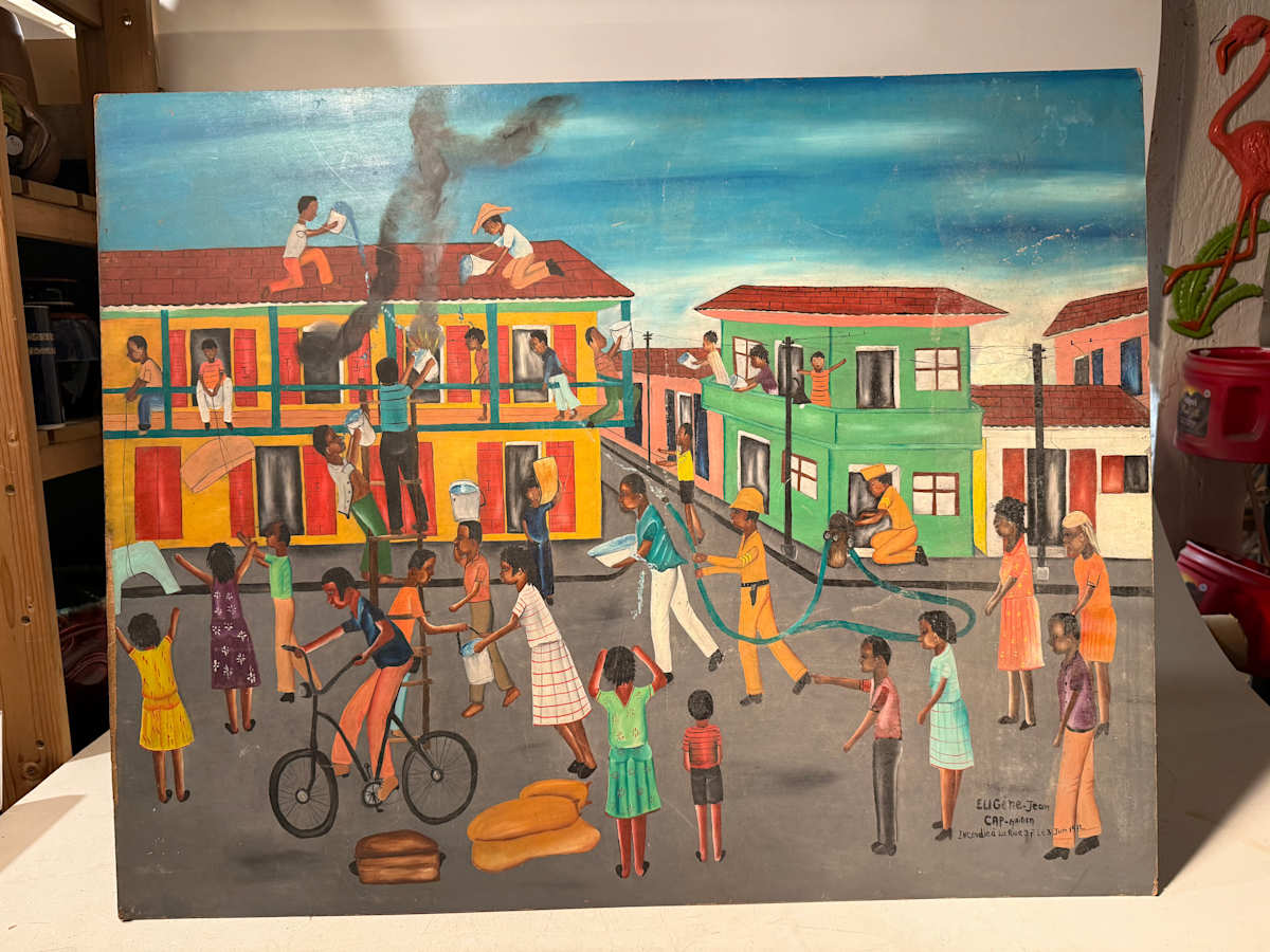 original Haitian street scene by Eugene Jean 