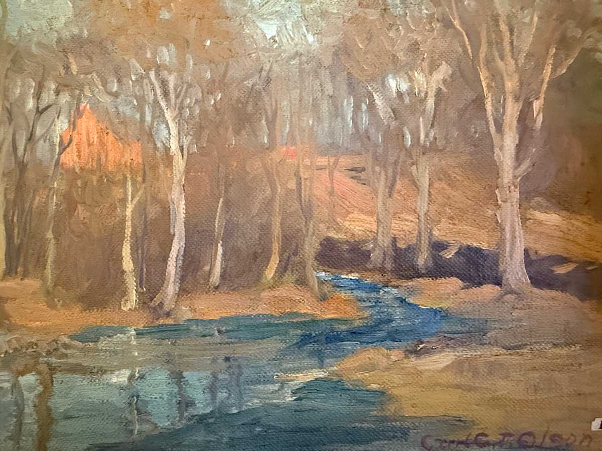 Carl G. T. Olson original oil painting on board spring landscape SD20 
