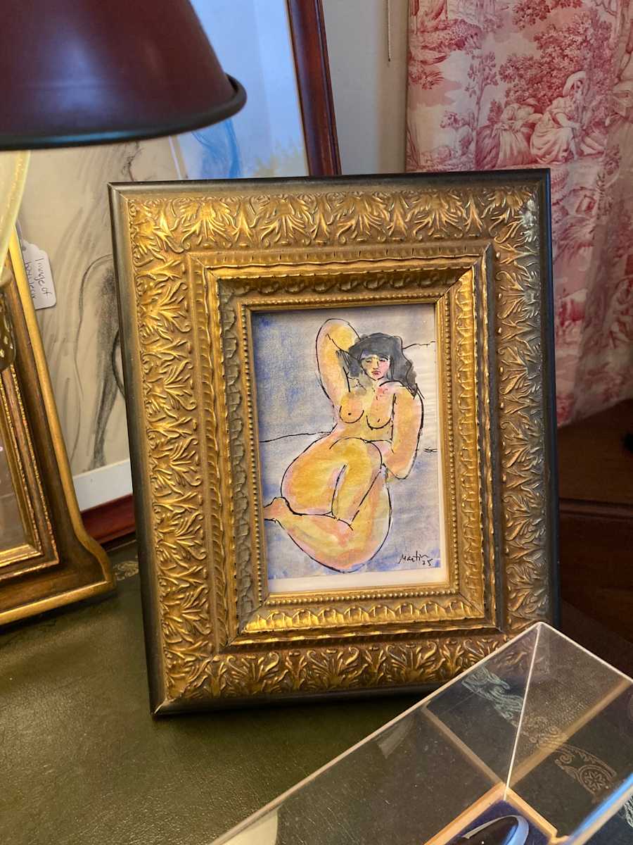 Hand painted watercolor of nude 