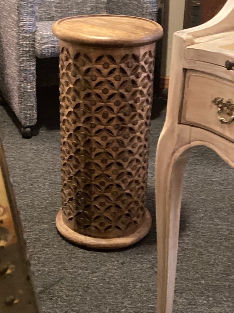 Carved wooden round stand 