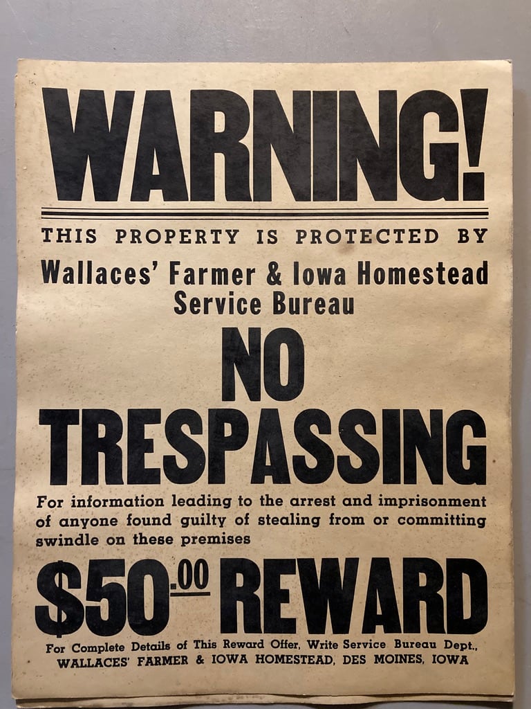 Unframed vintage WARNING poster 