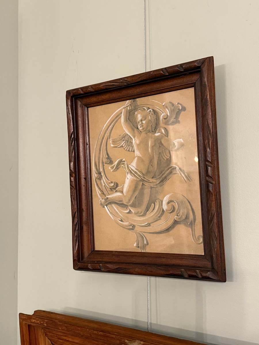 Framed Cherub drawing by Peter Roos 