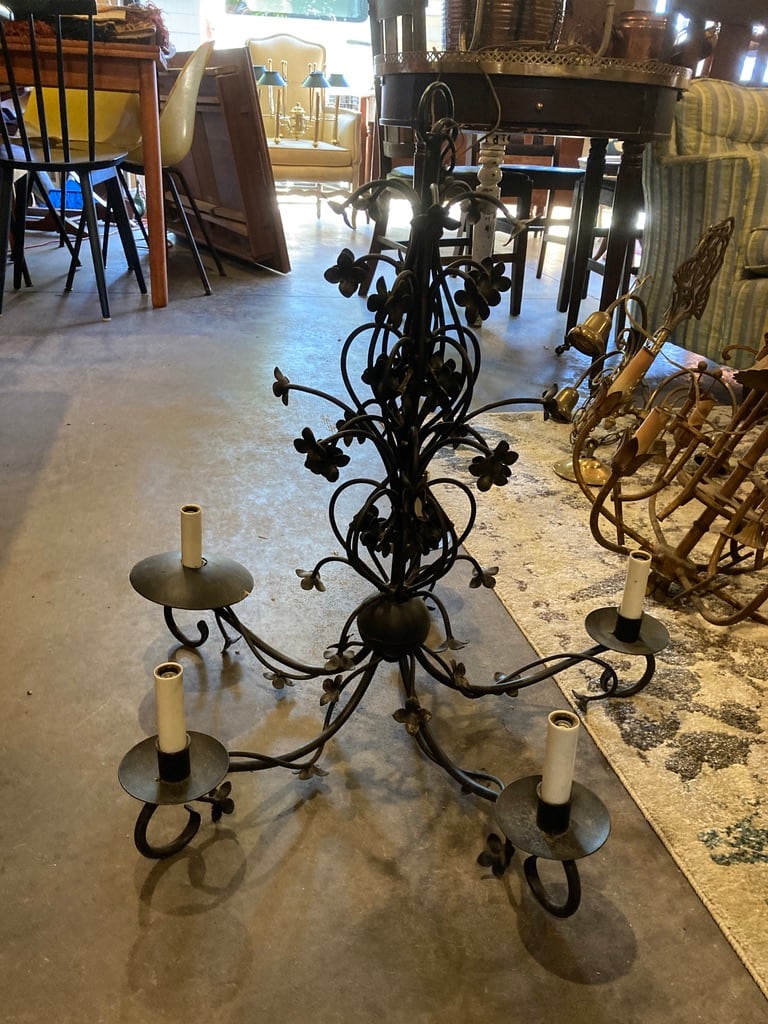 Hanging black floral light fixture 