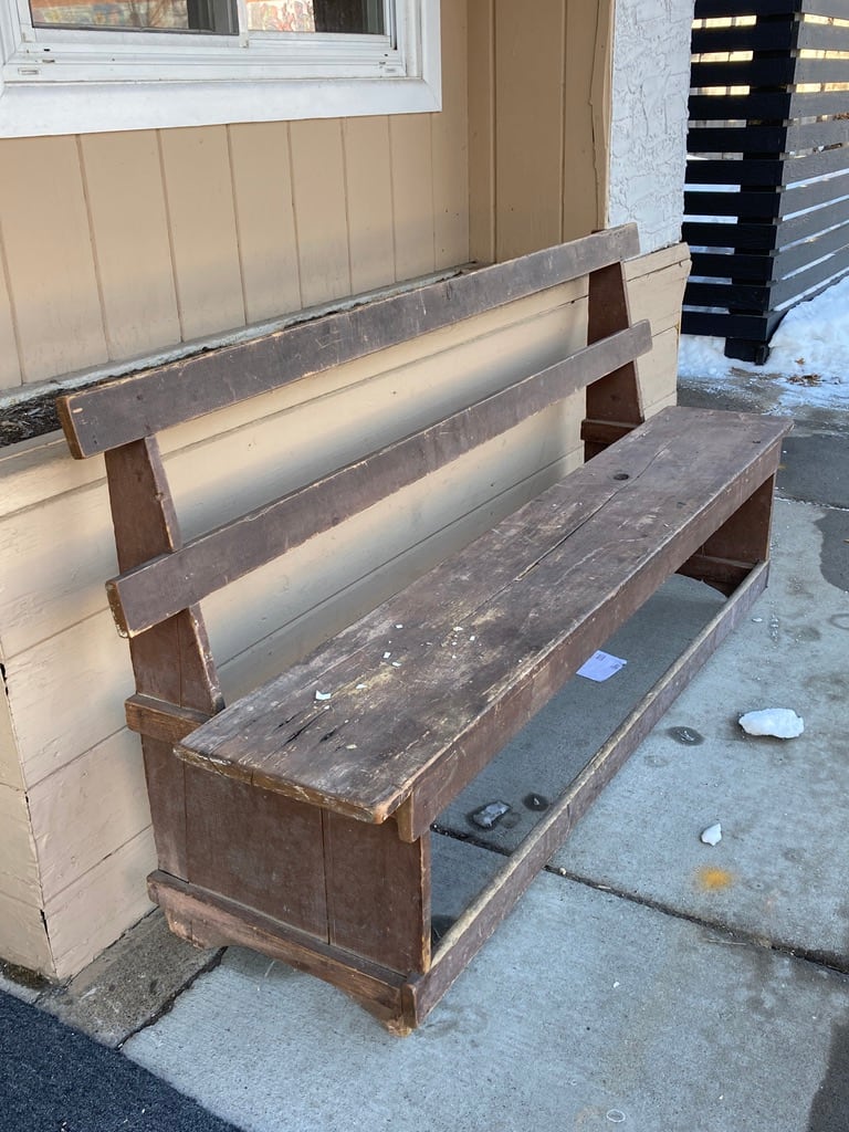 primitive painted bench with back 