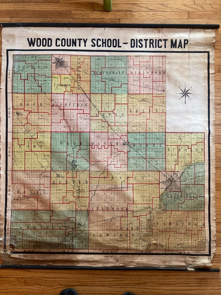 1918 Wood County school district map 