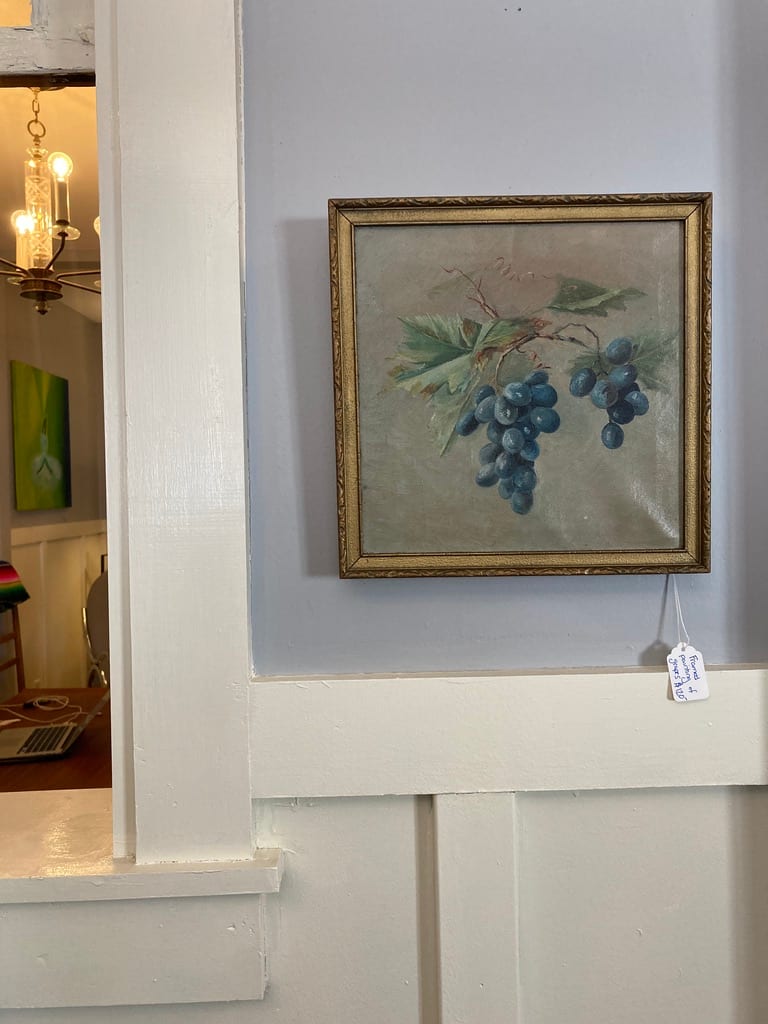 Framed painting of grapes 