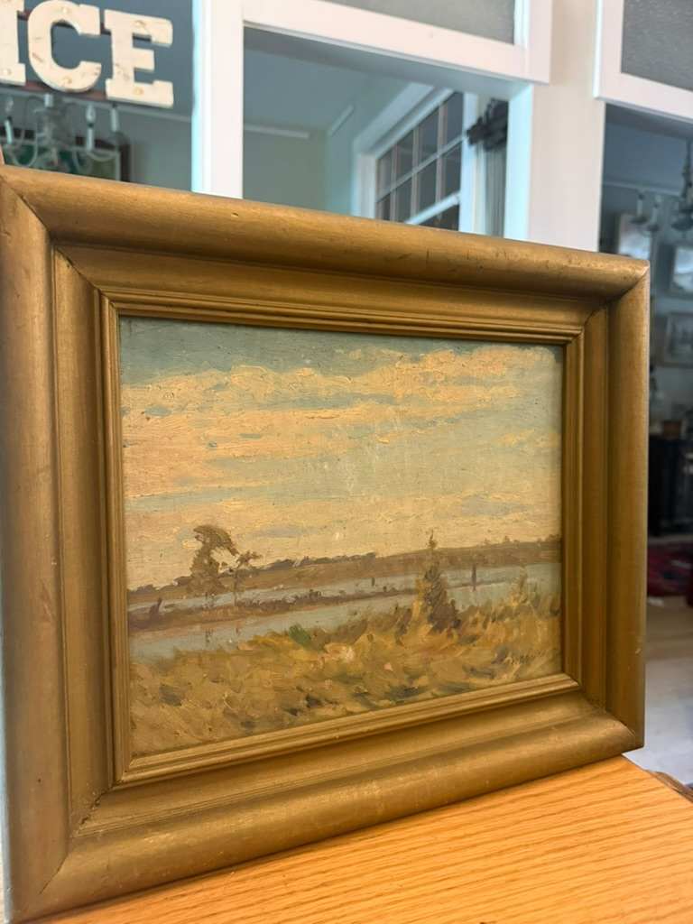 framed signed landscape painting, Image 2.