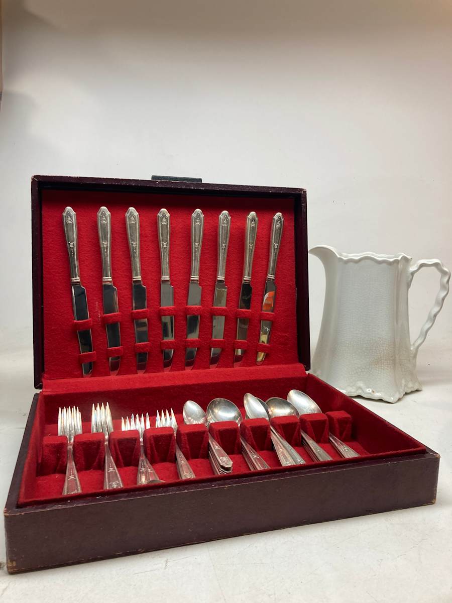Sharon set of silver-plate flatware in original box 