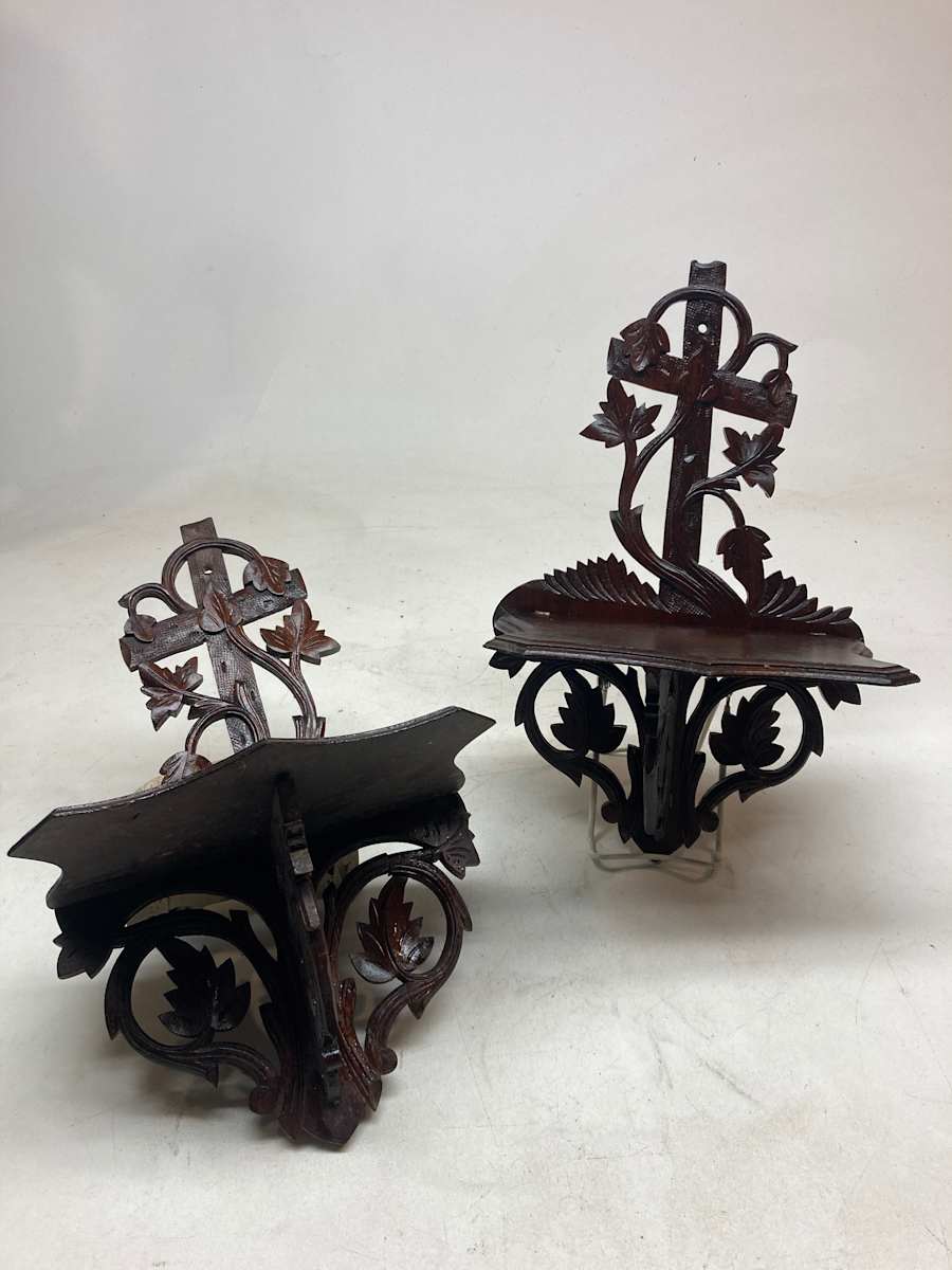 Pair of walnut shelves, Image 1.