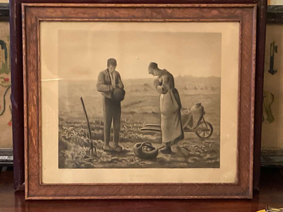 Framed harvest litho of couple, Image 3.