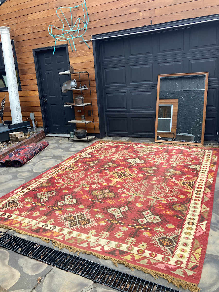 Large hand made wool Kilim rug, Image 7.