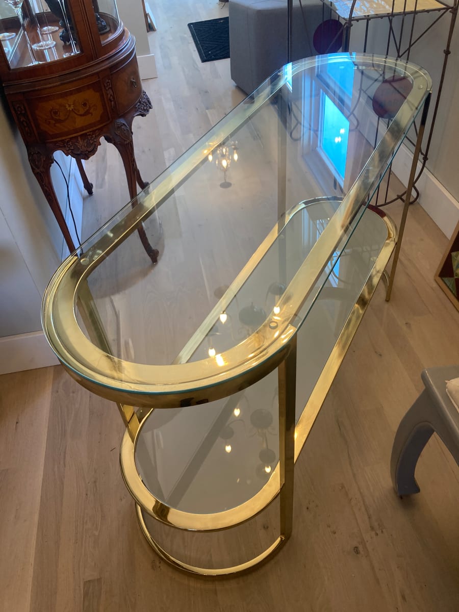 Brass and glass entry table 