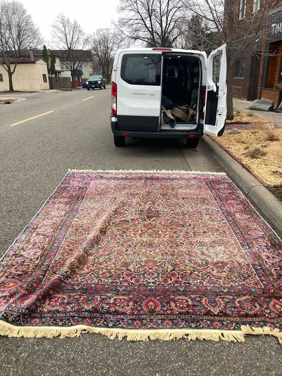 large hand made wool room sized rug 