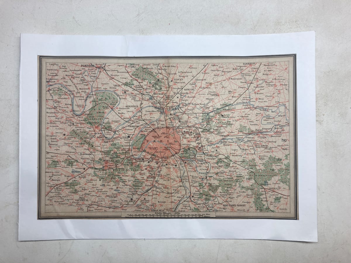 Vintage 19th century Paris map from the collection of