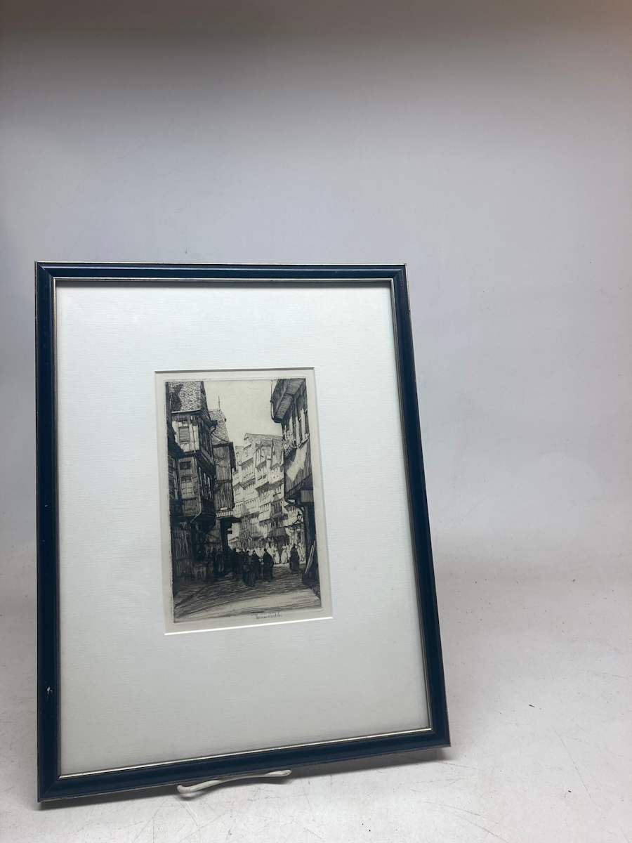 Herman Webster street scene etching 