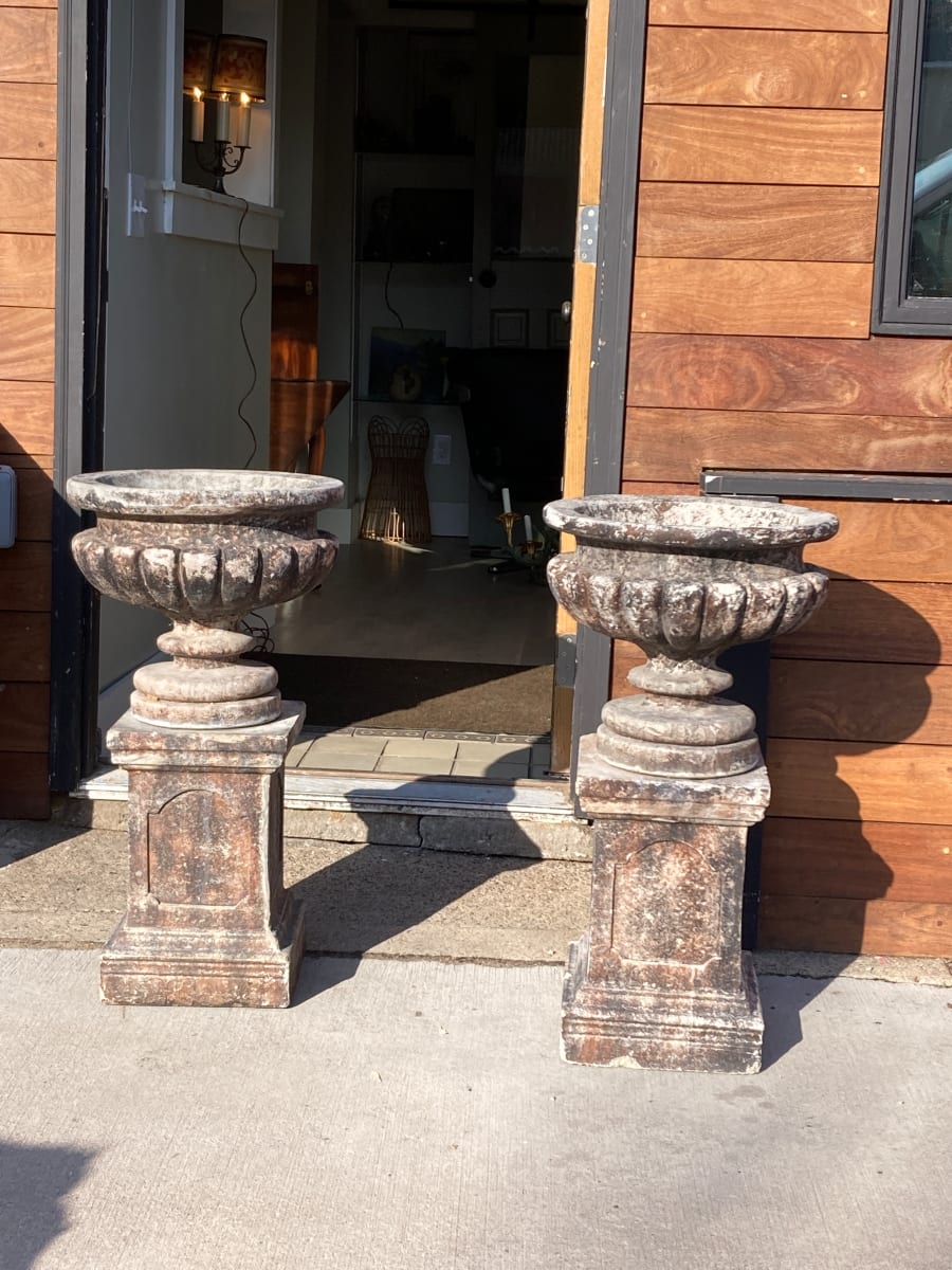 Pair of cement urns 