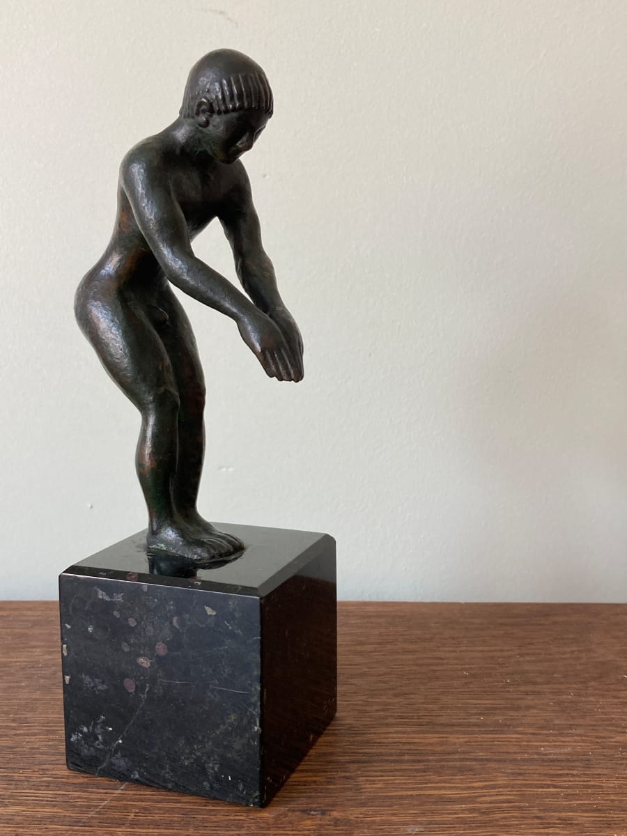 Bronze swimmer on marble base 