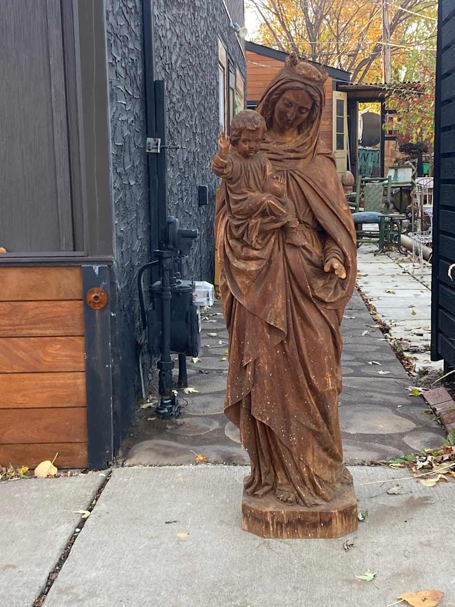 LARGE Hand carved Mother Mary and Jesus 