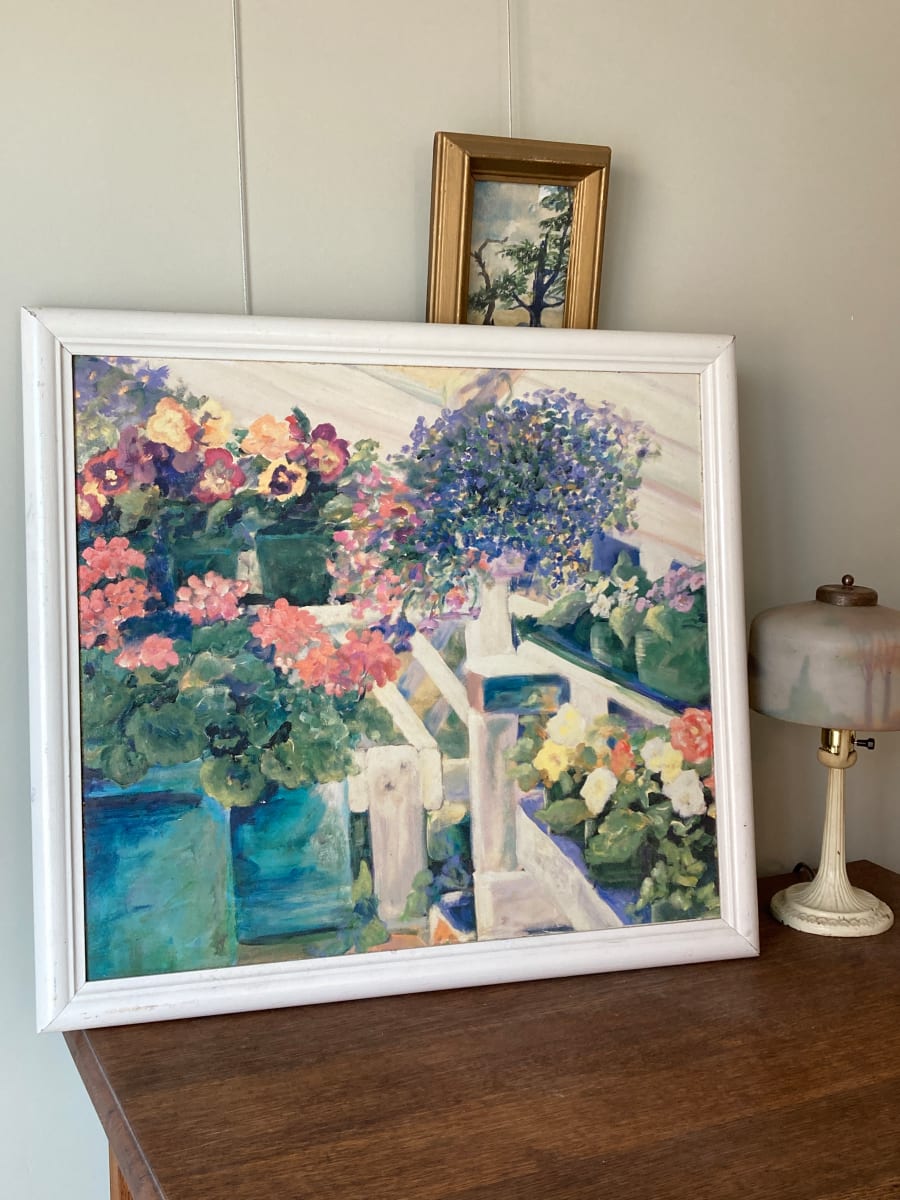 Framed floral painting, Image 1.