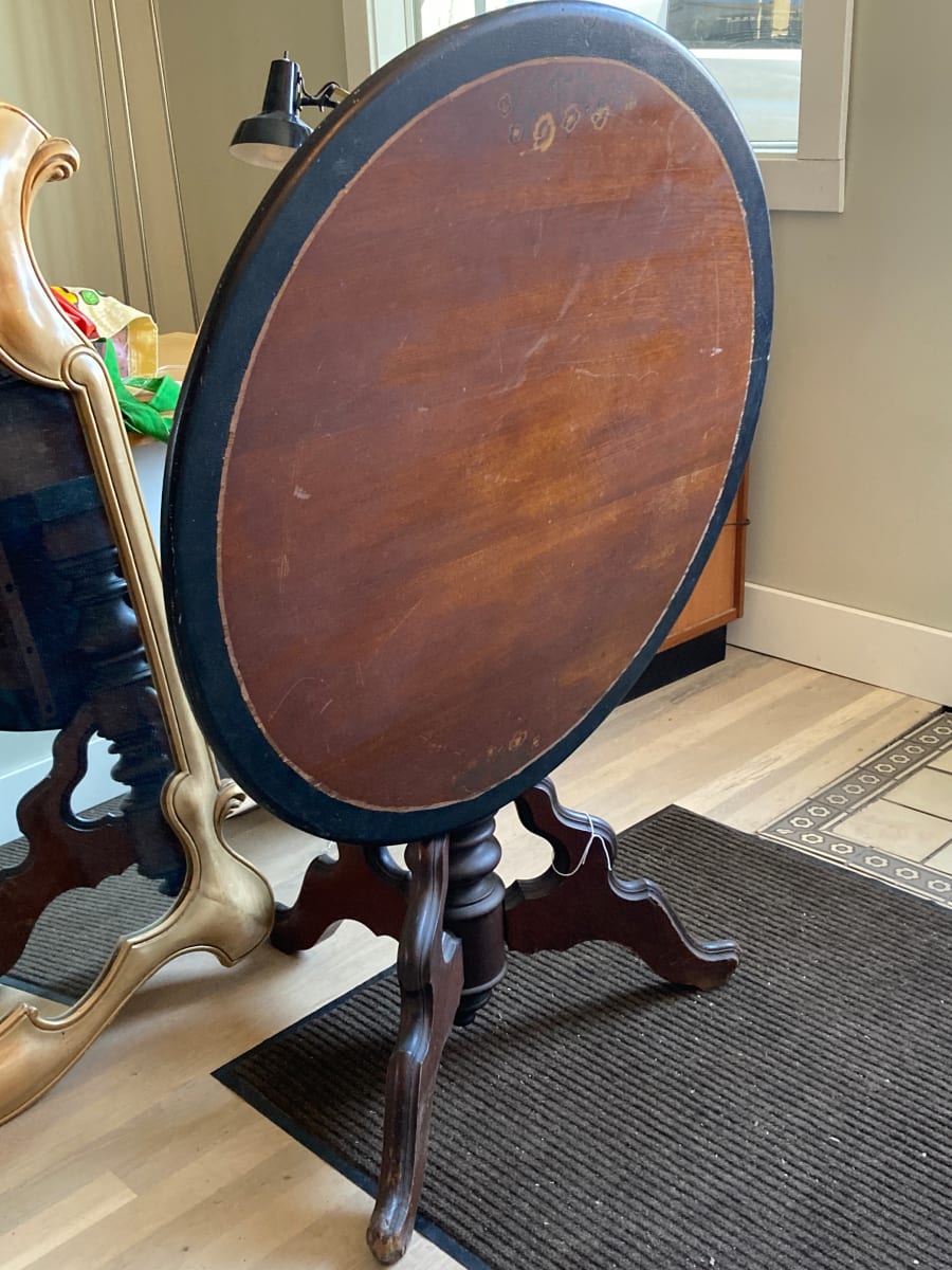 Round painted Victorian flip top table 