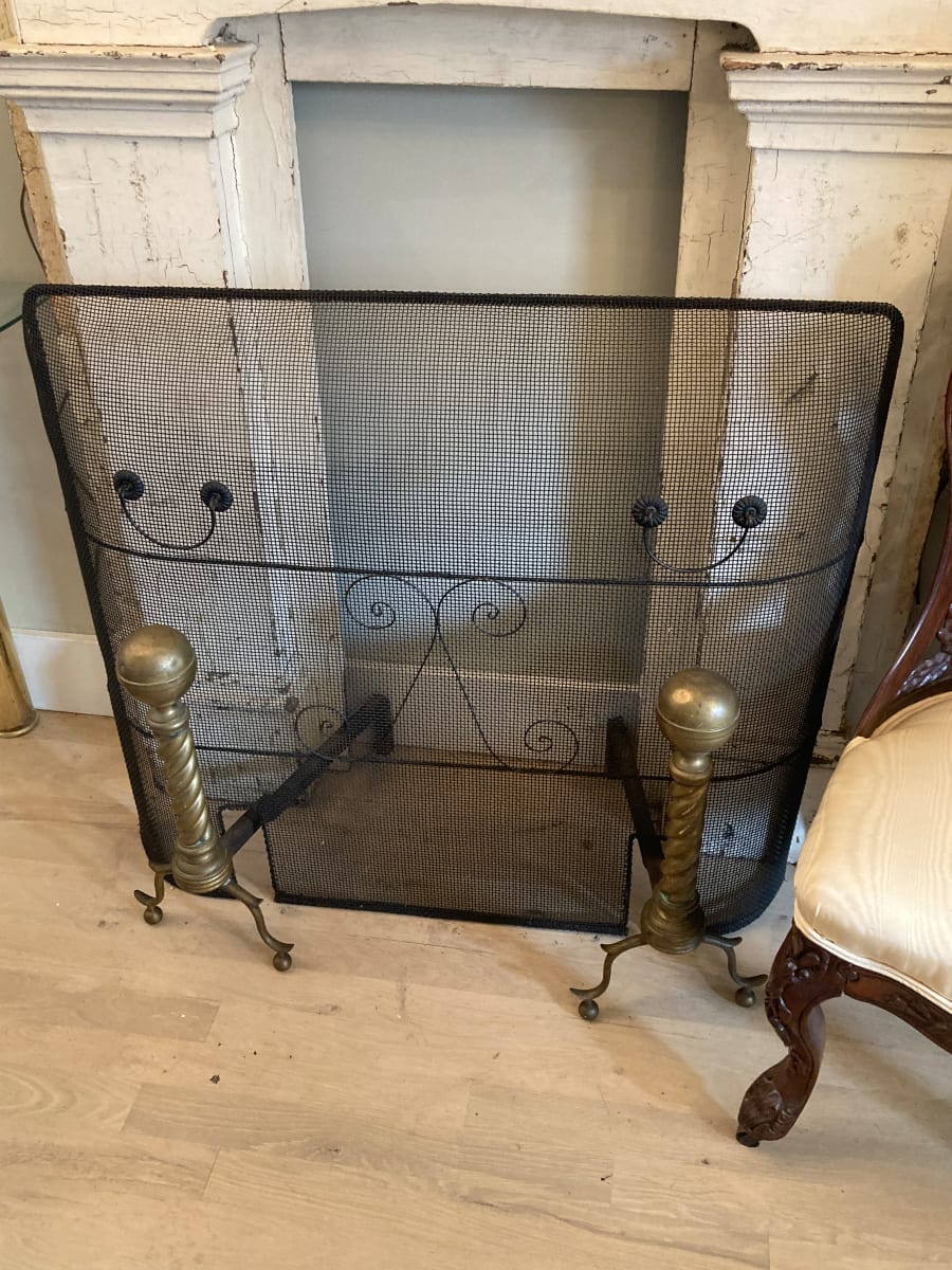 black fireplace screen 