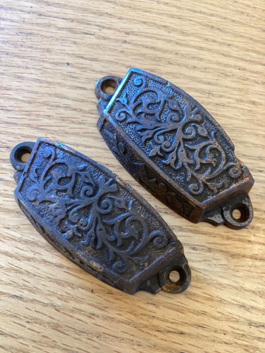 Pair of ornate Victorian bale handles 