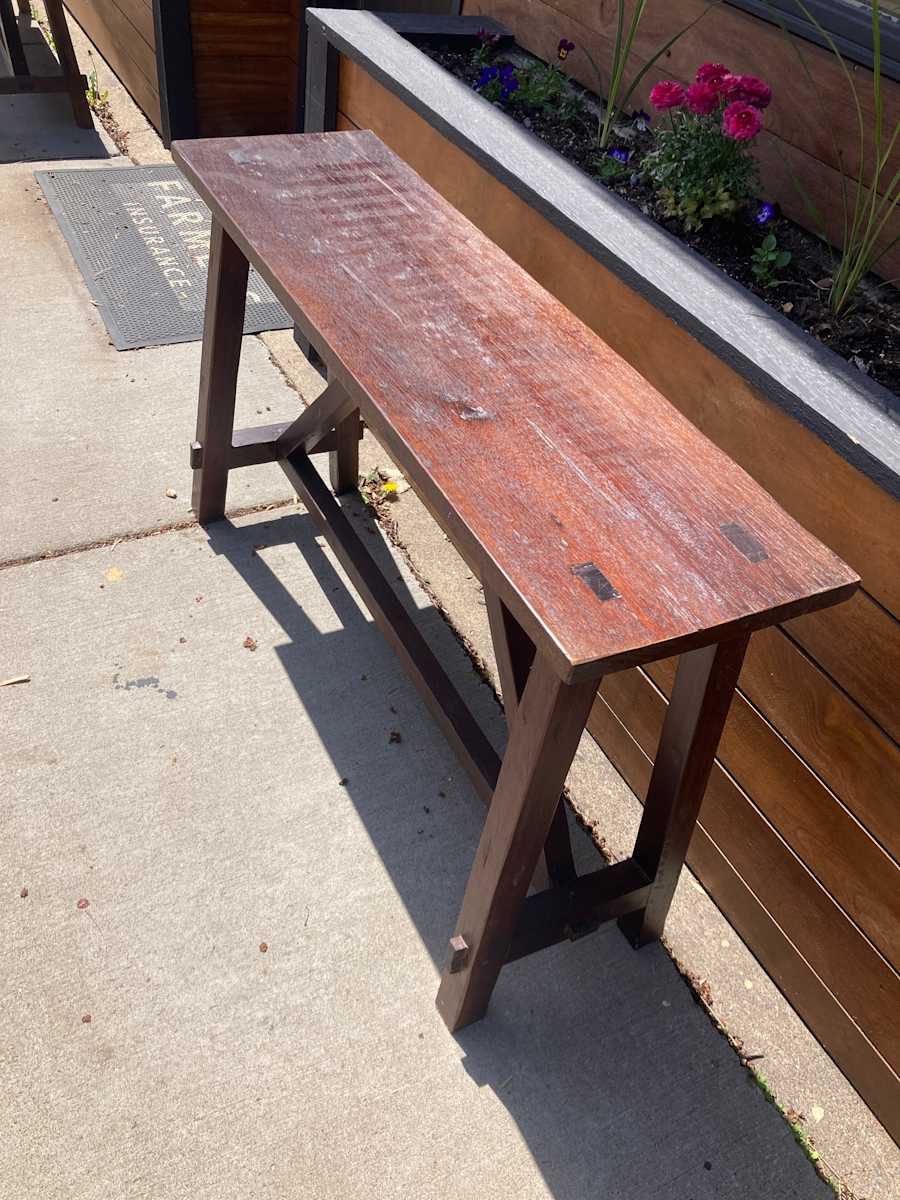 tall rustic bench / table 