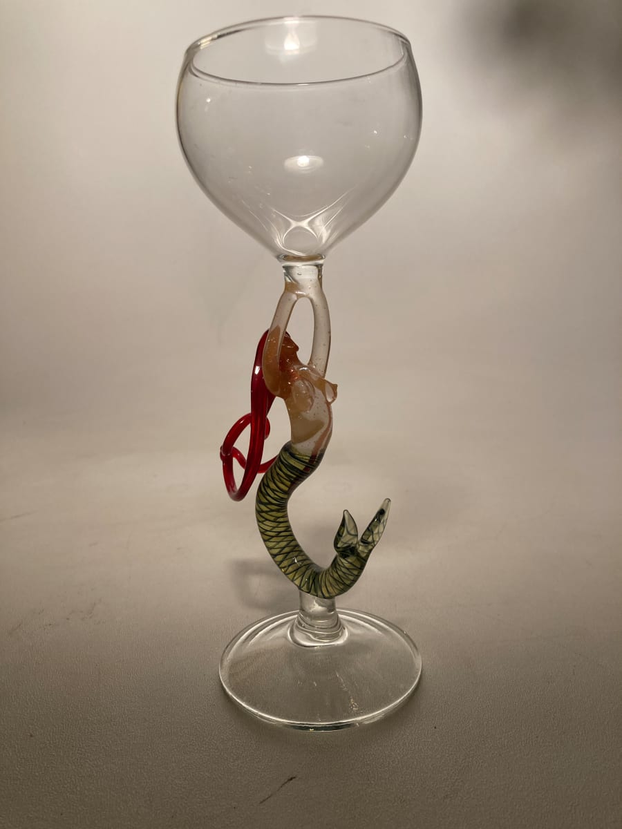 Art glass hand blown mermaid goblet by Milon Townsend 