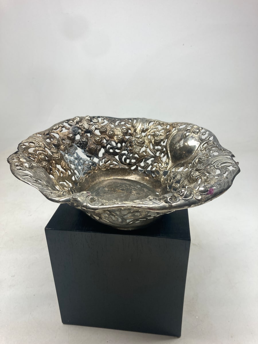 Silver plate pierced bowl 