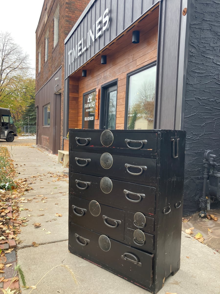 Black Korean chest with handles 