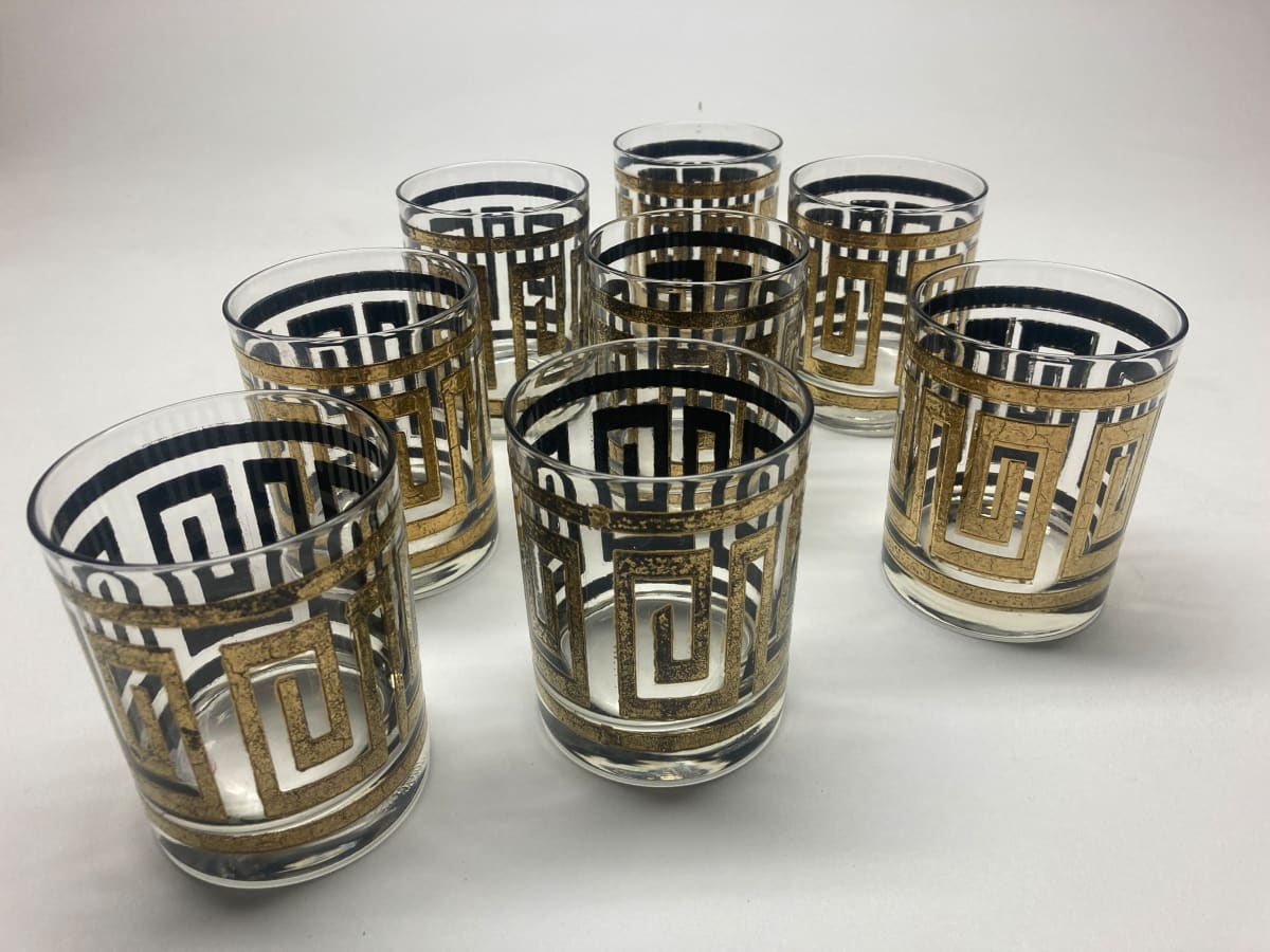 set of 8 greek key tumblers 