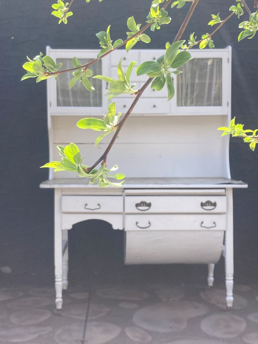 Painted white country hutch, Image 1.