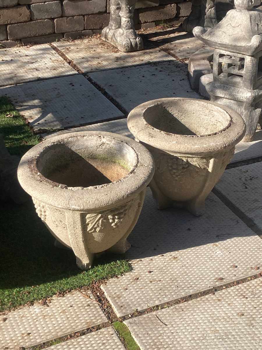 Pair of cement planters 
