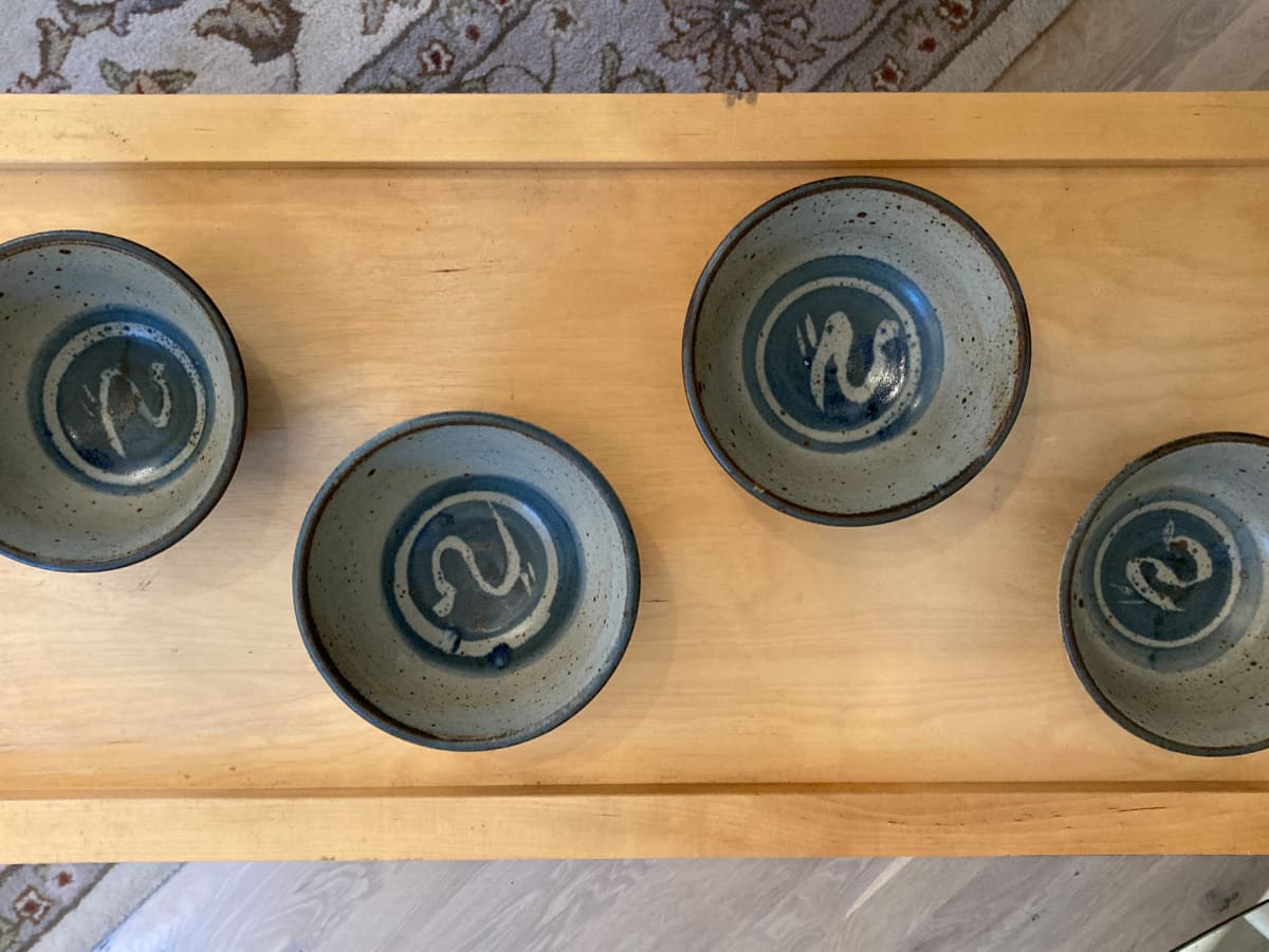 4 matching hand made pottery bowls by Christiane  Knorr 