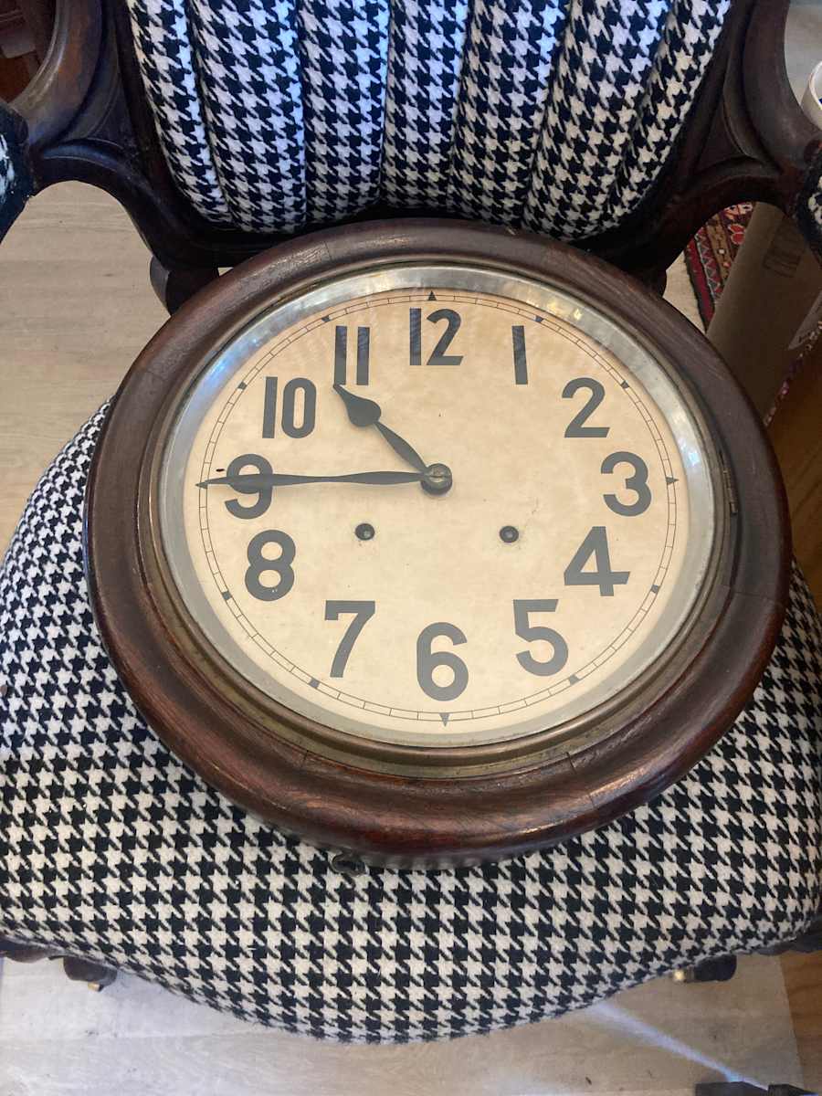 round wall clock in walnut 