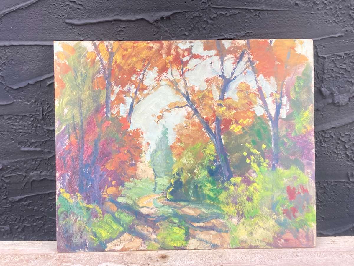 Carl G.T. Olson original painting on board fall colored path  #13 