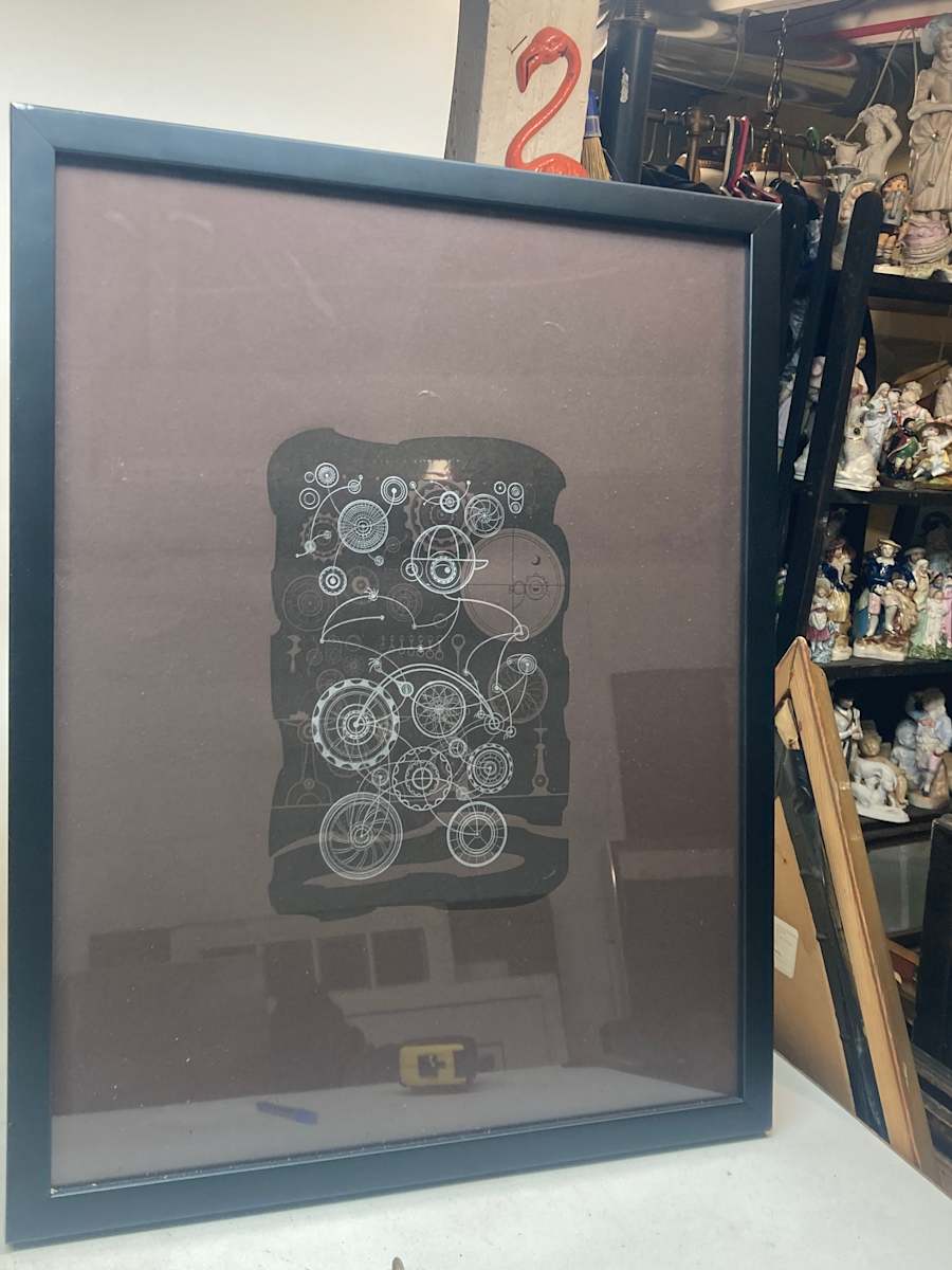 framed Cranky Peddler serigraph, Image 1.