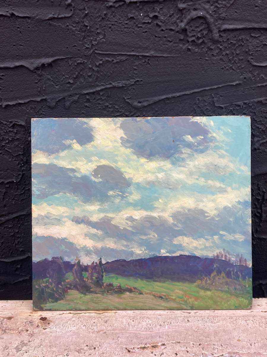Carl G.T. Olson original painting on board spring clouds  #21 