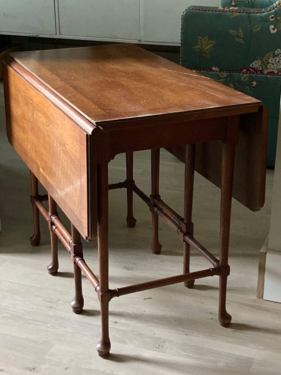 Small formal drop-leaf side table 