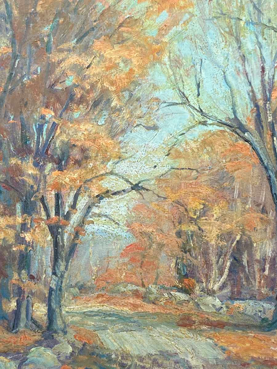 Carl G.T. Olson original painting on board fall path with rocks  #33 