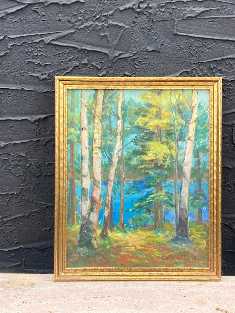 Carl G. T. Olson original painting on board birch trees #39 