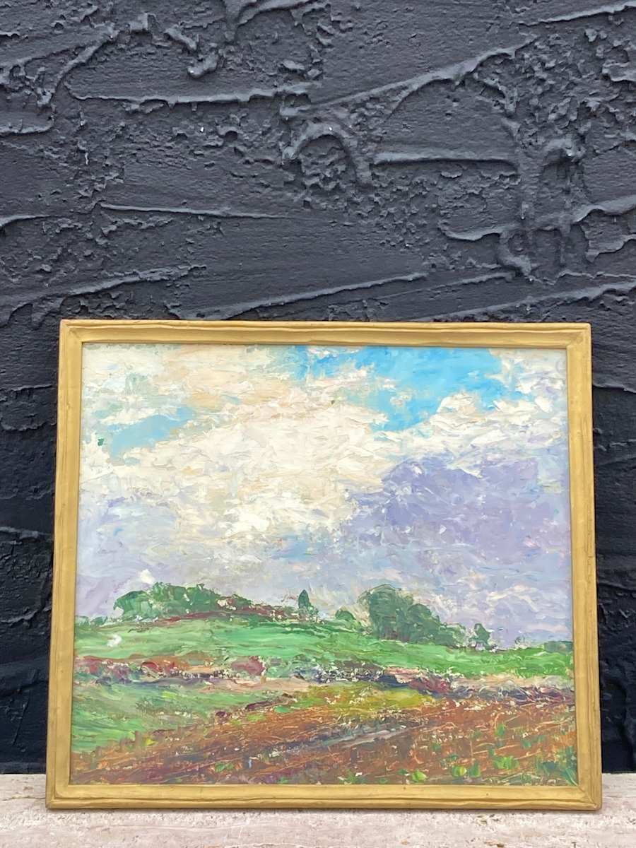 Carl G. T. Olson original painting on board landscape with knife work #40 